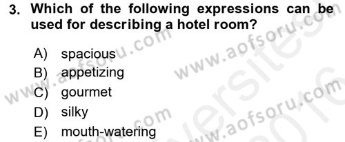 Turizm İçin İngilizce 2 Dersi 2015 - 2016 Yılı (Vize) Ara Sınav Soruları 3. Soru