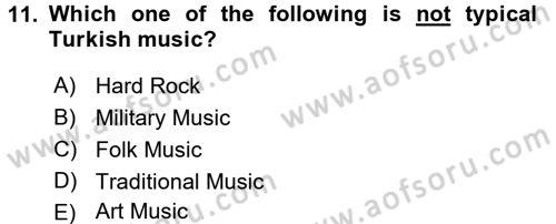 Turizm İçin İngilizce 2 Dersi 2015 - 2016 Yılı (Final) Dönem Sonu Sınav Soruları 11. Soru
