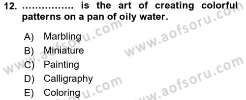 Turizm İçin İngilizce 2 Dersi 2015 - 2016 Yılı (Final) Dönem Sonu Sınav Soruları 12. Soru