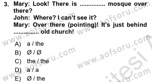 Turizm İçin İngilizce 2 Dersi 2015 - 2016 Yılı (Final) Dönem Sonu Sınav Soruları 3. Soru
