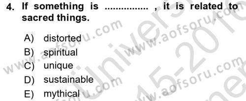 Turizm İçin İngilizce 2 Dersi 2015 - 2016 Yılı (Final) Dönem Sonu Sınav Soruları 4. Soru
