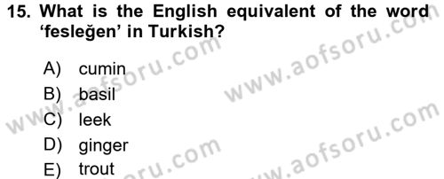 Turizm İçin İngilizce 2 Dersi 2015 - 2016 Yılı Tek Ders Sınav Soruları 15. Soru