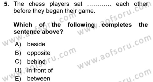 Turizm İçin İngilizce 2 Dersi 2015 - 2016 Yılı Tek Ders Sınav Soruları 5. Soru
