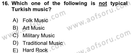 Turizm İçin İngilizce 2 Dersi 2016 - 2017 Yılı 3 Ders Sınav Soruları 16. Soru