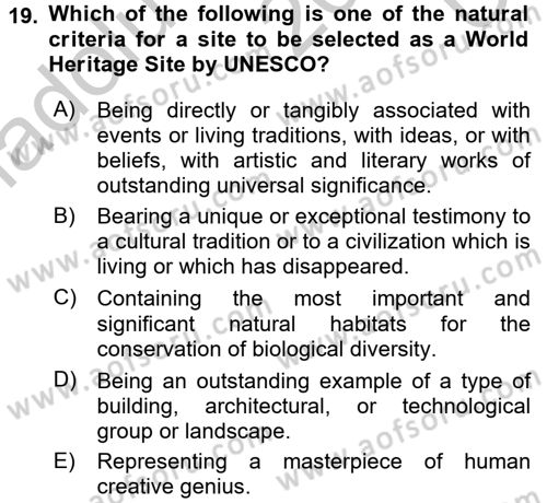 Turizm İçin İngilizce 2 Dersi 2016 - 2017 Yılı 3 Ders Sınav Soruları 19. Soru