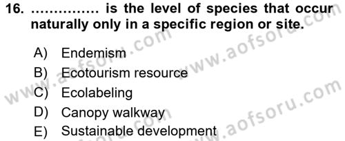 Turizm İçin İngilizce 2 Dersi 2016 - 2017 Yılı (Vize) Ara Sınav Soruları 16. Soru