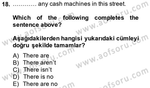 İngilizce 2 Dersi 2014 - 2015 Yılı (Vize) Ara Sınav Soruları 18. Soru
