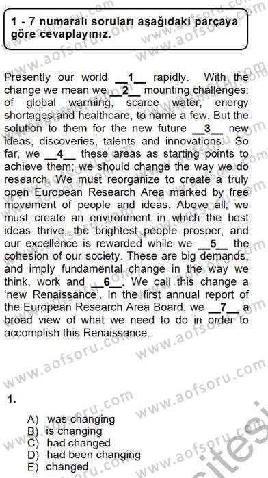 Bağlamsal Dilbilgisi 1 Dersi Ara Sınavı Deneme Sınav Soruları 1. Soru