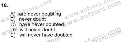 Bağlamsal Dilbilgisi 1 Dersi Ara Sınavı Deneme Sınav Soruları 18. Soru