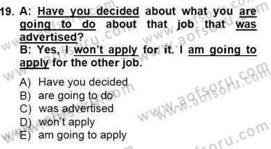 Bağlamsal Dilbilgisi 1 Dersi 2012 - 2013 Yılı (Final) Dönem Sonu Sınav Soruları 19. Soru