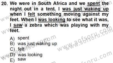 Bağlamsal Dilbilgisi 1 Dersi 2012 - 2013 Yılı (Final) Dönem Sonu Sınav Soruları 20. Soru