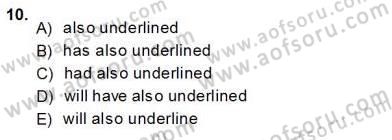 Bağlamsal Dilbilgisi 1 Dersi Ara Sınavı Deneme Sınav Soruları 10. Soru