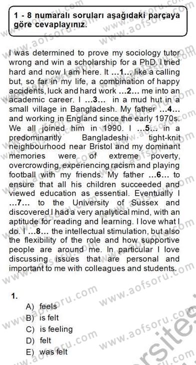 Bağlamsal Dilbilgisi 1 Dersi 2013 - 2014 Yılı (Final) Dönem Sonu Sınav Soruları 1. Soru