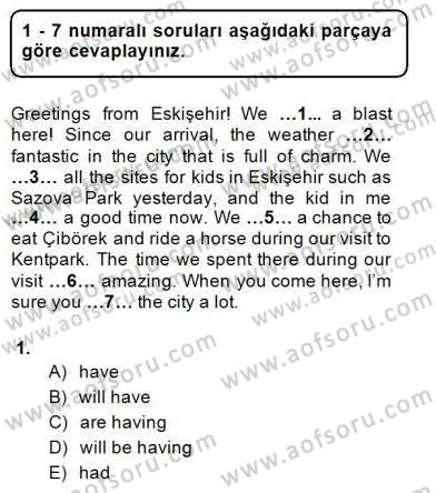 Bağlamsal Dilbilgisi 1 Dersi Ara Sınavı Deneme Sınav Soruları 1. Soru