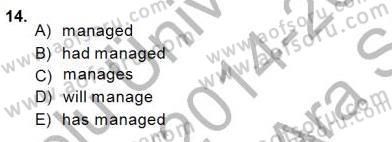 Bağlamsal Dilbilgisi 1 Dersi Ara Sınavı Deneme Sınav Soruları 14. Soru