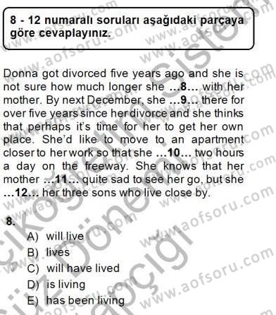 Bağlamsal Dilbilgisi 1 Dersi 2014 - 2015 Yılı (Vize) Ara Sınav Soruları 8. Soru