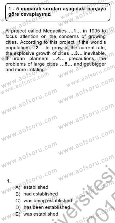 Bağlamsal Dilbilgisi 1 Dersi 2014 - 2015 Yılı (Final) Dönem Sonu Sınav Soruları 1. Soru