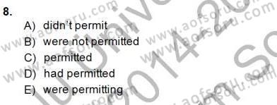 Bağlamsal Dilbilgisi 1 Dersi 2014 - 2015 Yılı (Final) Dönem Sonu Sınav Soruları 8. Soru