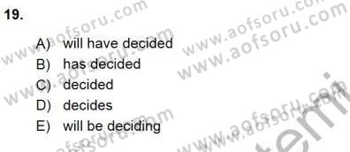 Bağlamsal Dilbilgisi 1 Dersi 2015 - 2016 Yılı (Vize) Ara Sınav Soruları 19. Soru