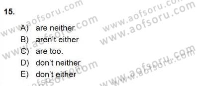 Bağlamsal Dilbilgisi 1 Dersi 2015 - 2016 Yılı (Final) Dönem Sonu Sınav Soruları 15. Soru
