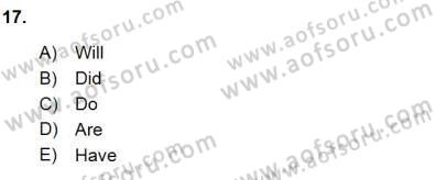 Bağlamsal Dilbilgisi 1 Dersi 2015 - 2016 Yılı (Final) Dönem Sonu Sınav Soruları 17. Soru