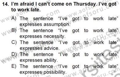 Bağlamsal Dilbilgisi 2 Dersi 2012 - 2013 Yılı (Final) Dönem Sonu Sınav Soruları 14. Soru
