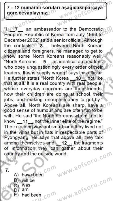 Bağlamsal Dilbilgisi 2 Dersi 2012 - 2013 Yılı (Final) Dönem Sonu Sınav Soruları 7. Soru