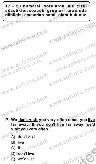 Bağlamsal Dilbilgisi 2 Dersi 2013 - 2014 Yılı (Vize) Ara Sınav Soruları 17. Soru