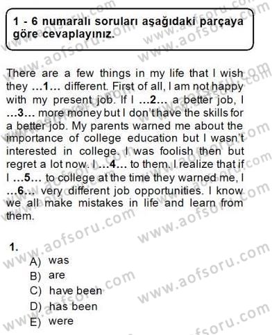 Bağlamsal Dilbilgisi 2 Dersi 2014 - 2015 Yılı (Vize) Ara Sınav Soruları 1. Soru
