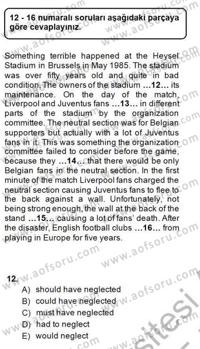 Bağlamsal Dilbilgisi 2 Dersi 2014 - 2015 Yılı (Vize) Ara Sınav Soruları 12. Soru
