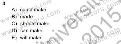 Bağlamsal Dilbilgisi 2 Dersi 2014 - 2015 Yılı (Vize) Ara Sınav Soruları 3. Soru