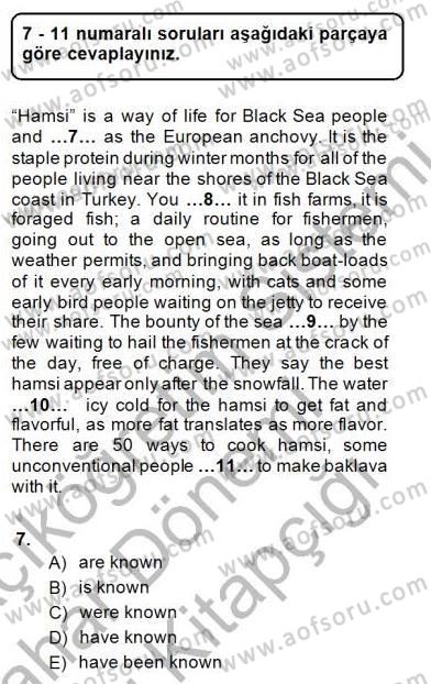 Bağlamsal Dilbilgisi 2 Dersi 2014 - 2015 Yılı (Vize) Ara Sınav Soruları 7. Soru