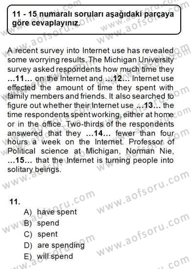 Bağlamsal Dilbilgisi 2 Dersi 2014 - 2015 Yılı (Final) Dönem Sonu Sınav Soruları 11. Soru