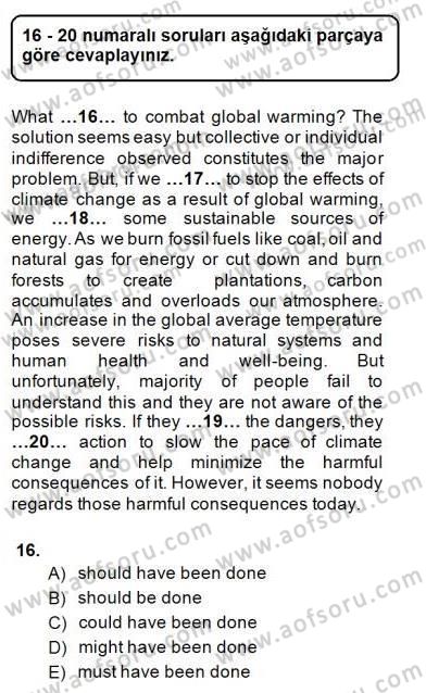 Bağlamsal Dilbilgisi 2 Dersi 2014 - 2015 Yılı (Final) Dönem Sonu Sınav Soruları 16. Soru