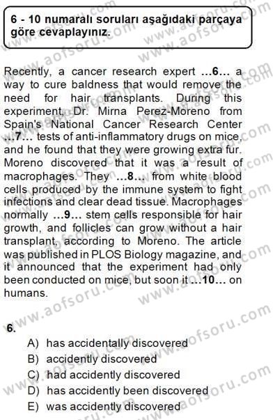 Bağlamsal Dilbilgisi 2 Dersi 2014 - 2015 Yılı (Final) Dönem Sonu Sınav Soruları 6. Soru