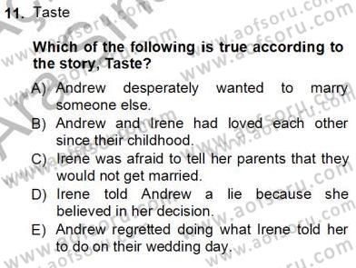 Okuma Ve Yazma Becerileri 1 Dersi 2012 - 2013 Yılı (Vize) Ara Sınav Soruları 11. Soru