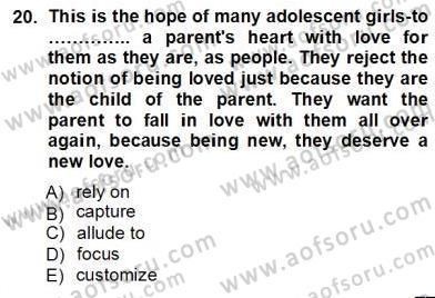 Okuma Ve Yazma Becerileri 1 Dersi 2012 - 2013 Yılı (Vize) Ara Sınav Soruları 20. Soru