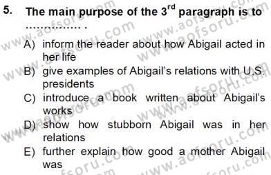 Okuma Ve Yazma Becerileri 1 Dersi 2012 - 2013 Yılı (Vize) Ara Sınav Soruları 5. Soru