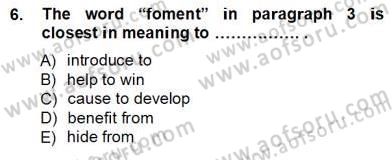 Okuma Ve Yazma Becerileri 1 Dersi 2012 - 2013 Yılı (Vize) Ara Sınav Soruları 6. Soru