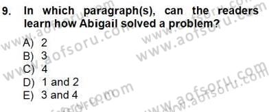 Okuma Ve Yazma Becerileri 1 Dersi 2012 - 2013 Yılı (Vize) Ara Sınav Soruları 9. Soru