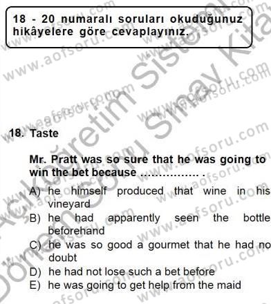 Okuma Ve Yazma Becerileri 1 Dersi 2012 - 2013 Yılı (Final) Dönem Sonu Sınav Soruları 18. Soru