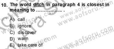 Okuma Ve Yazma Becerileri 1 Dersi 2013 - 2014 Yılı (Vize) Ara Sınav Soruları 10. Soru
