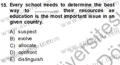 Okuma Ve Yazma Becerileri 1 Dersi 2013 - 2014 Yılı (Vize) Ara Sınav Soruları 15. Soru