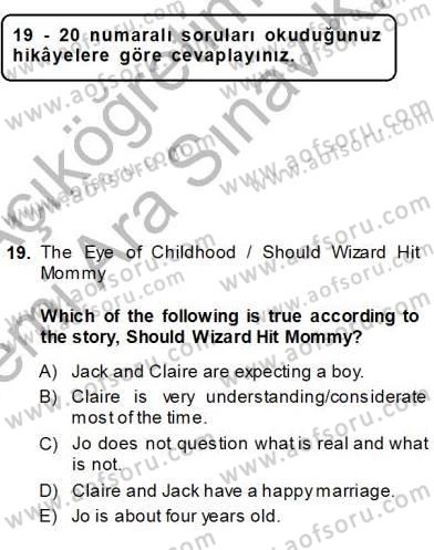 Okuma Ve Yazma Becerileri 1 Dersi 2013 - 2014 Yılı (Vize) Ara Sınav Soruları 19. Soru