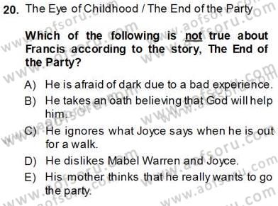 Okuma Ve Yazma Becerileri 1 Dersi 2013 - 2014 Yılı (Vize) Ara Sınav Soruları 20. Soru