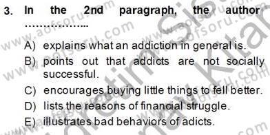 Okuma Ve Yazma Becerileri 1 Dersi 2013 - 2014 Yılı (Vize) Ara Sınav Soruları 3. Soru