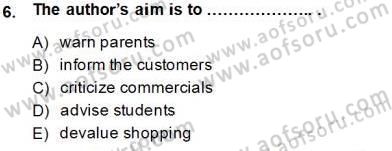 Okuma Ve Yazma Becerileri 1 Dersi 2013 - 2014 Yılı (Vize) Ara Sınav Soruları 6. Soru