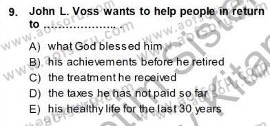 Okuma Ve Yazma Becerileri 1 Dersi 2013 - 2014 Yılı (Vize) Ara Sınav Soruları 9. Soru