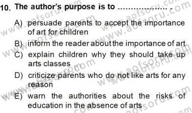 Okuma Ve Yazma Becerileri 1 Dersi 2013 - 2014 Yılı (Final) Dönem Sonu Sınav Soruları 10. Soru