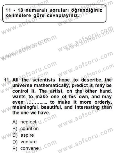 Okuma Ve Yazma Becerileri 1 Dersi 2013 - 2014 Yılı (Final) Dönem Sonu Sınav Soruları 11. Soru